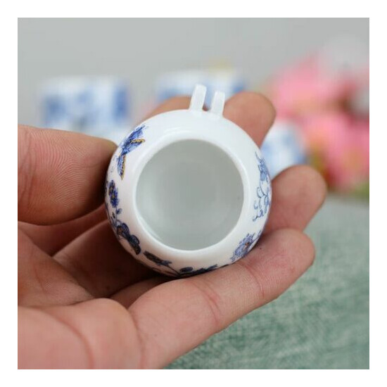 1set 6pcs Asian Bamboo Bird Cage blue and white porcelain cups image {4}