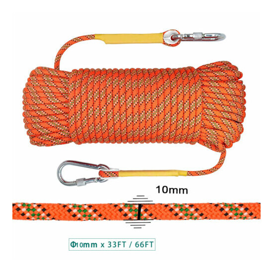 10/12mm Climbing Rope Gym Mountaineering Safety Rock Rappelling Cord w/Carabiner image {20}