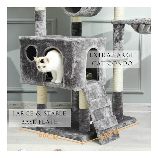 68.9'' Cat Tree Tower w/ Large Condos Cats Multi-Level Climbing Heaven w/ Ladder image {4}
