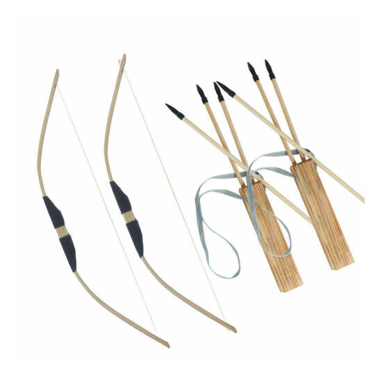 2SET Kids Archery Wooden Bow with Quiver & 3X Arrows Set Garden Target Toys Gift Thumb {12}
