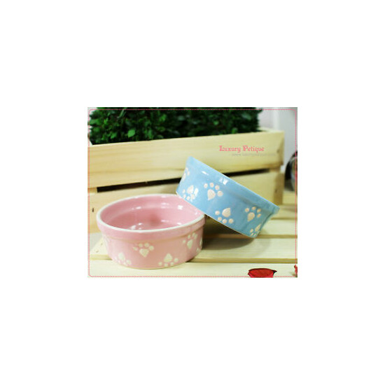 Cute Luxury Pet Food Bowl Feeder Dish for Dogs&Cats Pink&Blue image {1}
