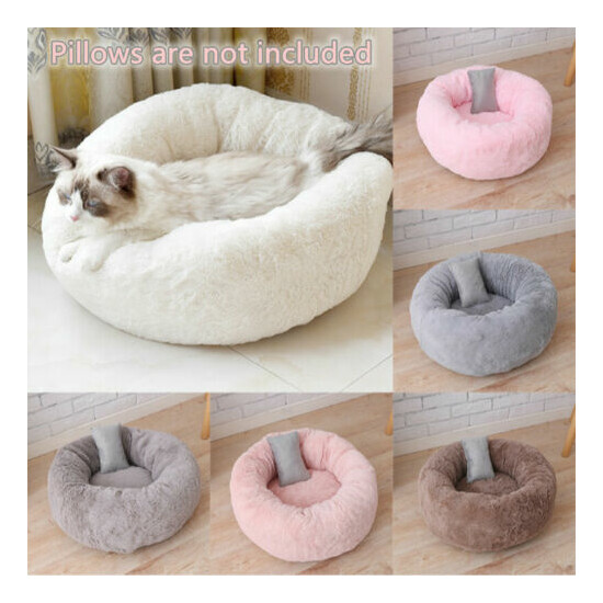 Pet Dog Cat Calming Bed Warm Soft Plush Round Cozy Nest Comfortable Sleeping Mat image {1}