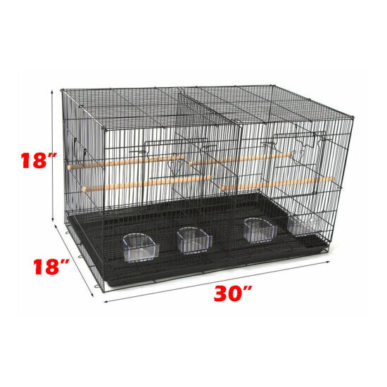 30" Large Aviary Breeding Finch Parakeet Finch Flight Bird Cage With Divider image {3}