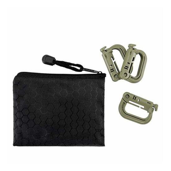 10 Pcs Multipurpose D-Ring Grimloc Locking for Molle Webbing with Zippered Pouch image {13}