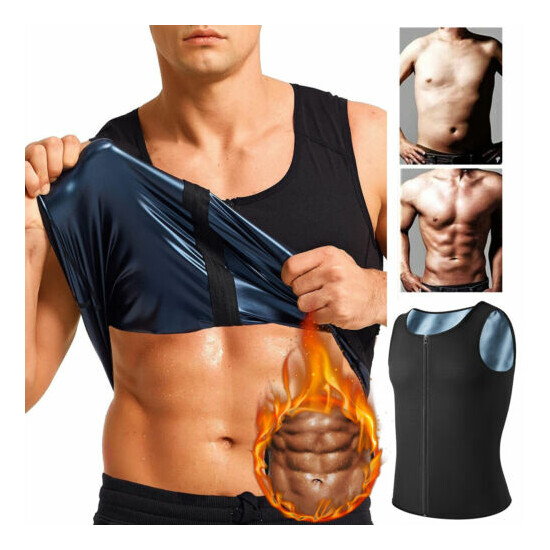 Men's Neoprene Weight Loss Sauna Sweat Vest Waist Trainer Tank Shaper Workout US Thumb {26}
