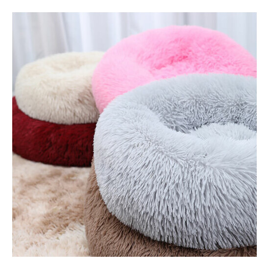Donut Plush Pet Dog Cat Bed Fluffy Soft Warm Calming Bed Sleeping Kennel Nest image {1}