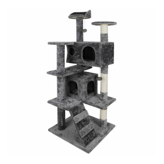Durable 53" Cat Tree Activity Tower Pet with Scratching Posts Ladders Indoor image {1}