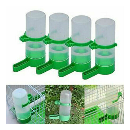 4x Pet Cage Aviary Bird Parrot Budgie Canary Drinker Food Feeder Waterer Clip L image {1}
