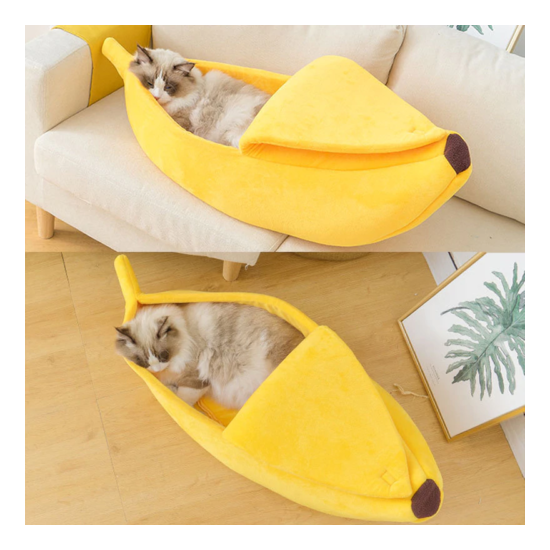  Cozy Pet Cat Soft Warm Banana Shape Kitten Puppy Sleep Bed Kennel House  image {1}