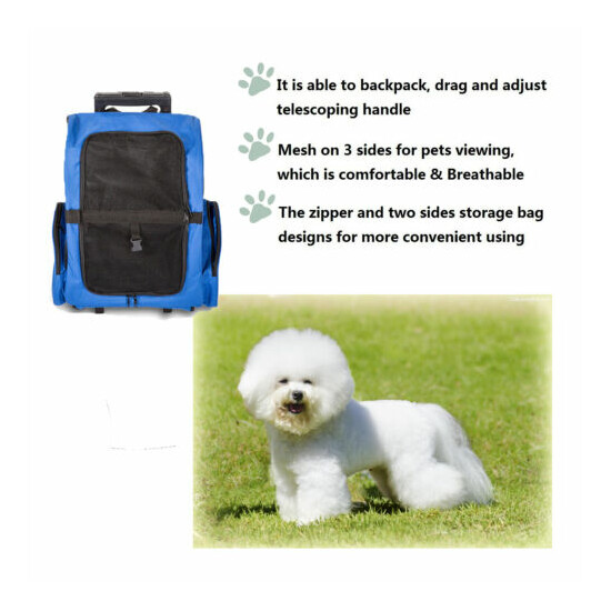 Pet Carrier Dog Cat Rolling Backpack Travel Wheel Luggage Bag Airline Approved image {3}