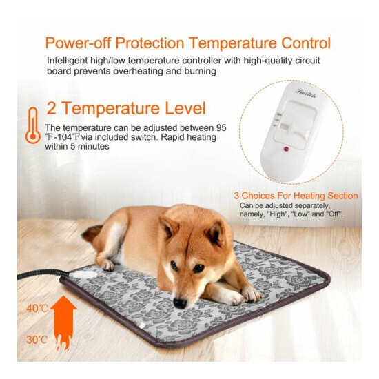 18 x 18 in Dog Cat Electric Bed Mat Pet Heating Pad Heat Waterproof Safe Use image {3}