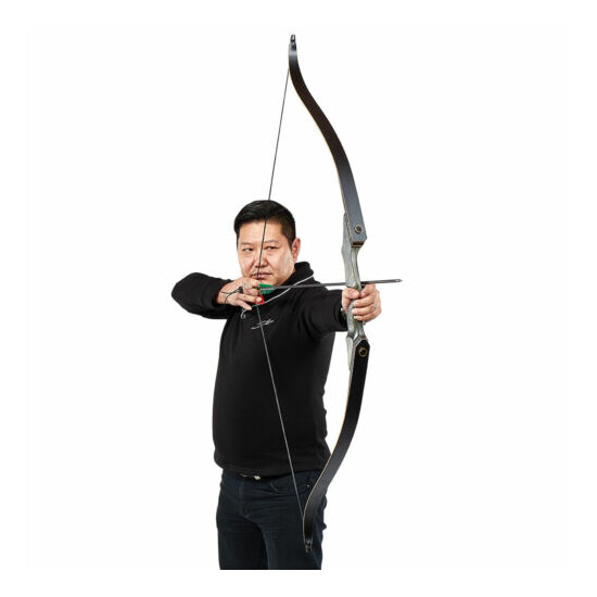 Black Hunter Professional 60 inch Archery Takedown recurve bow equipped Hands 30-50lb  image {7}