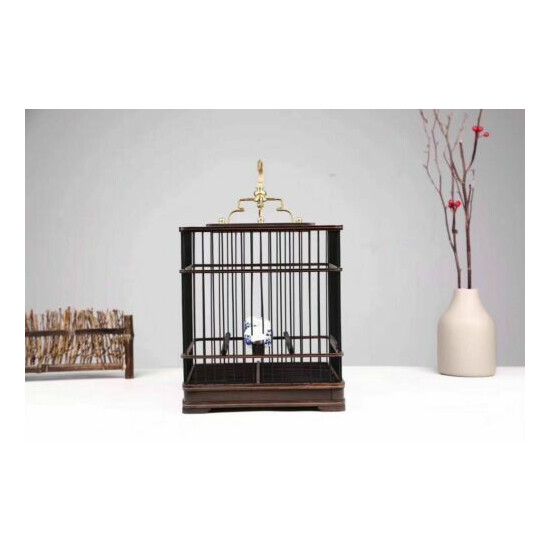 Exquisite Handmade Chinese Ebony Wood Bird cage Birdcage 89 image {1}