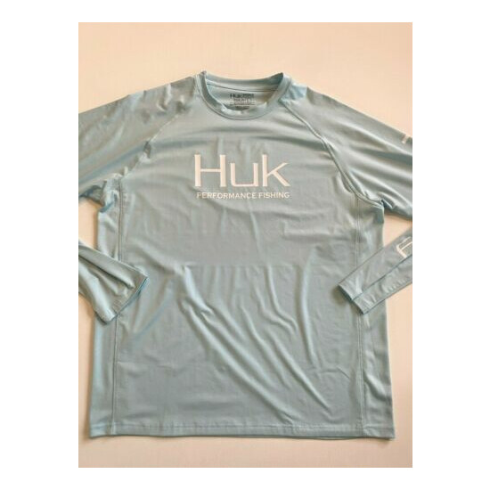 Huk Shirt Men's Large New Pursuit Long Sleeve Blue 450 Thumb {1}