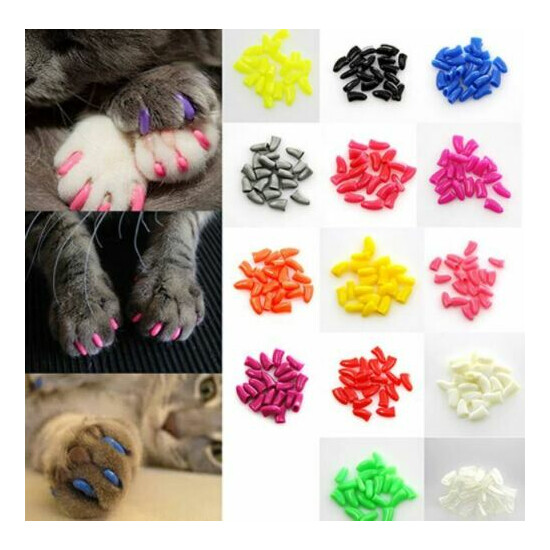 Cat Nail Caps Pet Nails Cover Soft Claw Adhesive Protector Paws Dog Kitten Kitty image {1}