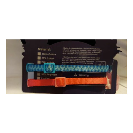 Cat Collars, Break Away for safety, Set of Two. Small Bell on each. Polyester.  image {4}