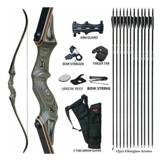 Takedown Recurve Bow Hunting Right Hand Outdoor Practice 30-60LBS Bow Accessary Thumb {1}