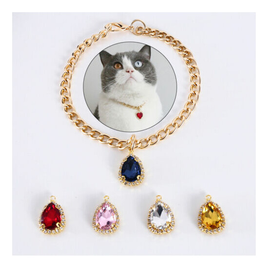 Pet Collars Cat Dog Necklace Metal Chain Crystal Pendant Neck Ring Pet Supplies image {1}
