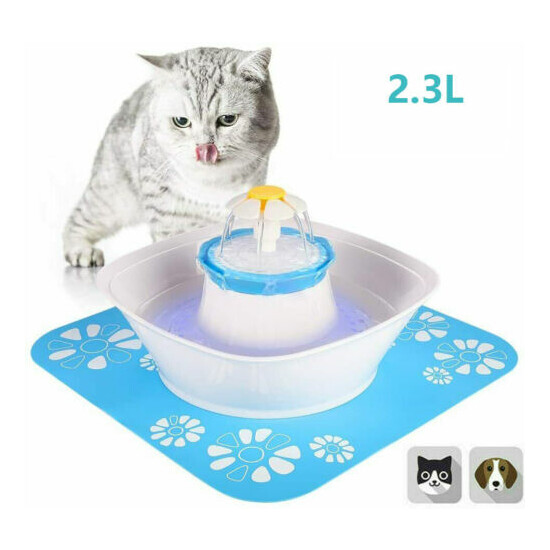 2.3L Automatic Dog Cat Water Fountain Electric Pet Drinking Dispenser with a Mat image {1}