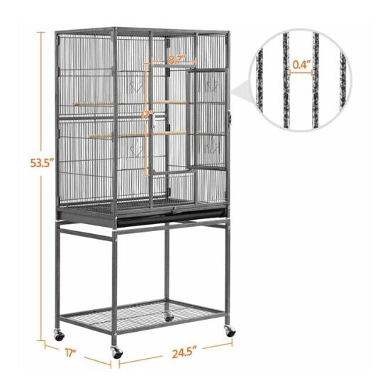 54inch Rolling Parrot Bird Cage for Cockatiel Parakeet Conure Lovebird Budgie image {4}