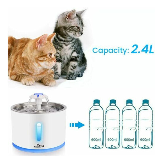 2.4L Electric Automatic Pet Dog Cat Water Fountain Caring Water Dispenser Silent image {3}