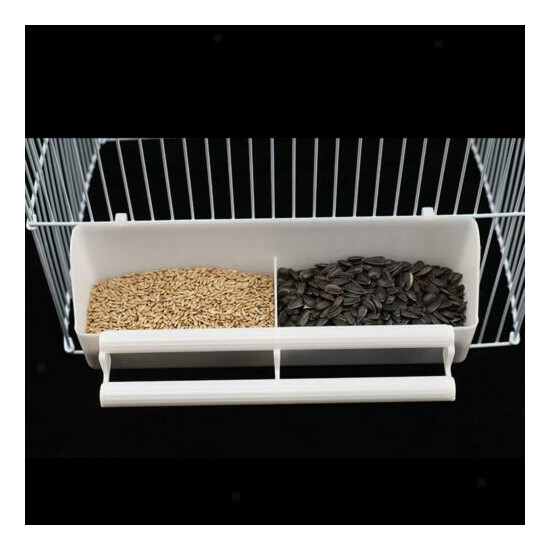 2x Pet Bird Food Feeder Cups Standing Frame Plastic Waterer Hanging for Cage image {2}
