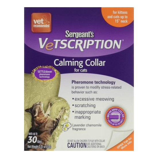 NEW! Sergeants Vetscription Calming Collar For Cats 30 Days, 1 Collar image {3}