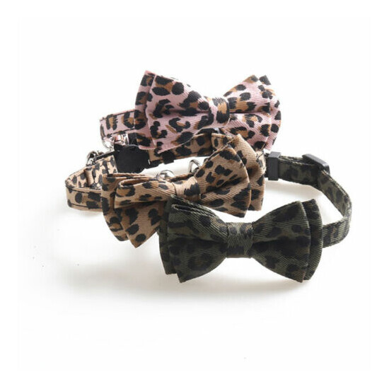 Leopard Print Bowknot Cat Collar Buckle Kitty Bow Tie with Bell Puppy Bow Tie image {1}