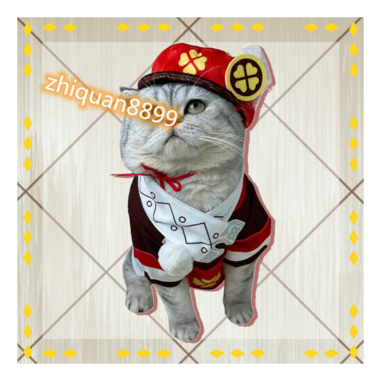Game Genshin Impact Klee Cat Dog Clothes Cloak Coat Hat Pet Cosplay Costume Set image {4}