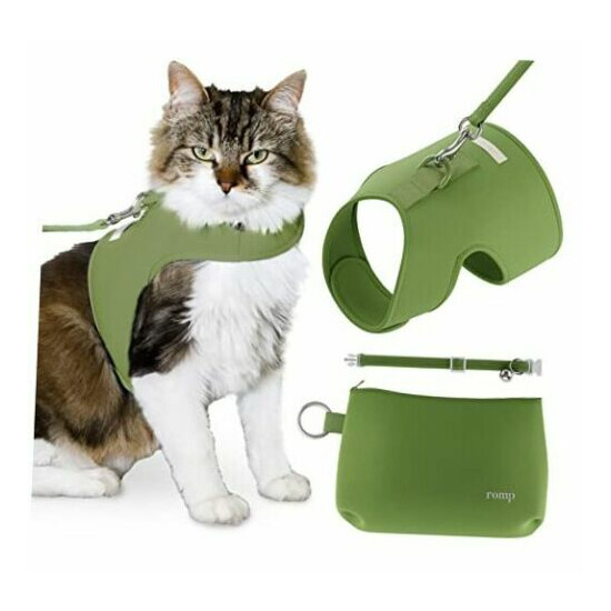 Cat Harness, Collar & Leash Set - Escape Proof Adjustable Small Matcha Green image {1}