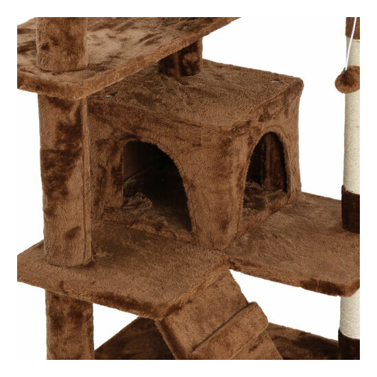  53" Cat Tree Tower Activity Center Large Playing House Condo For Rest Brown image {4}