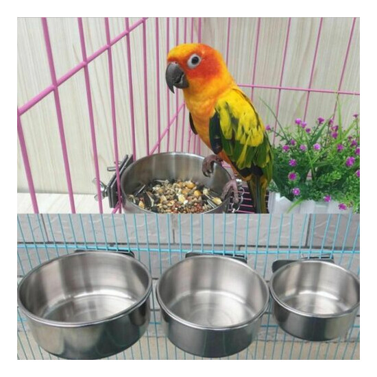 Birds Stainless Bowl Pet Feeder Clamp Cup Durable Feeding Tools Water Food Bowls image {2}