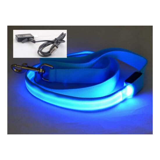 RECHARGEABLE 4FT GLOW LIGHT LEASH (1FT LED) LEAD FOR dog pet night safety flash image {6}
