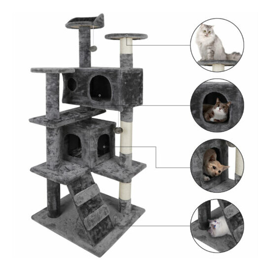 Durable 53" Cat Tree Activity Tower Pet with Scratching Posts Ladders Indoor image {2}