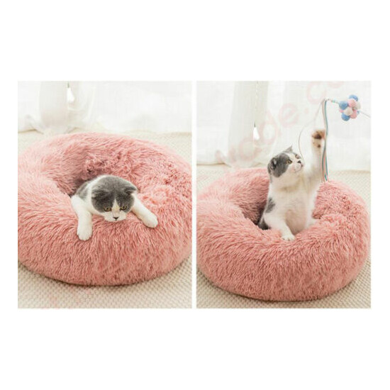 Lots Pet Cat Calming Bed Warm Soft Plush Round Nest Comfy Sleeping Dog Kennel image {3}