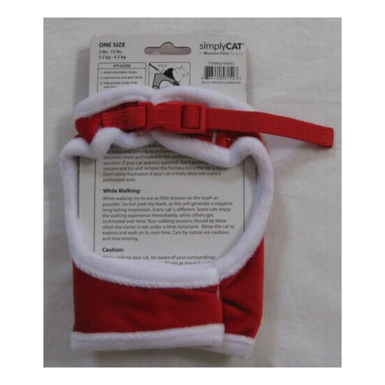 NEW Simply Cat Harness Holiday Christmas Xmas Bells Red Santa Suit 5-10 lbs image {3}