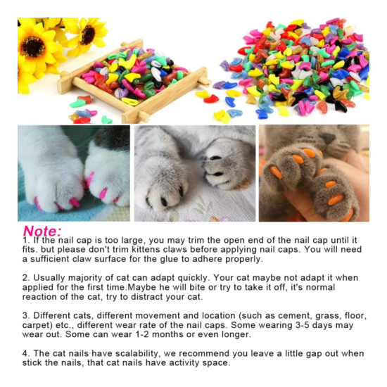 100Pcs Cat Nail Caps Colorful Pet Cat Soft Claws Nail Covers For Cat Claws USA.* image {1}