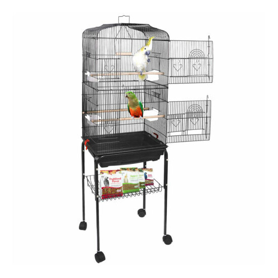 Rooling Bird 59''H Cage Cockatiel Parakeet Finch Canary Home with Stand and Tray image {2}