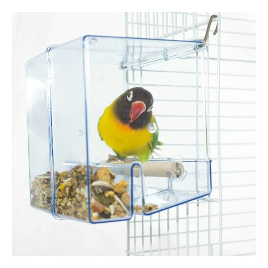 Birds LOVE Cage Feeder Seed Catcher Tray Hanging Cup Food Dish for Small Parrots image {1}