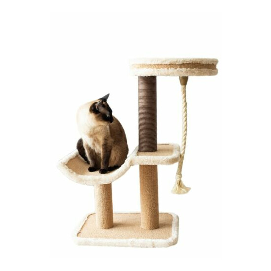 Catry Cozy Design Cat Tree with Scratching Post 27.4" Tall, Beige image {1}