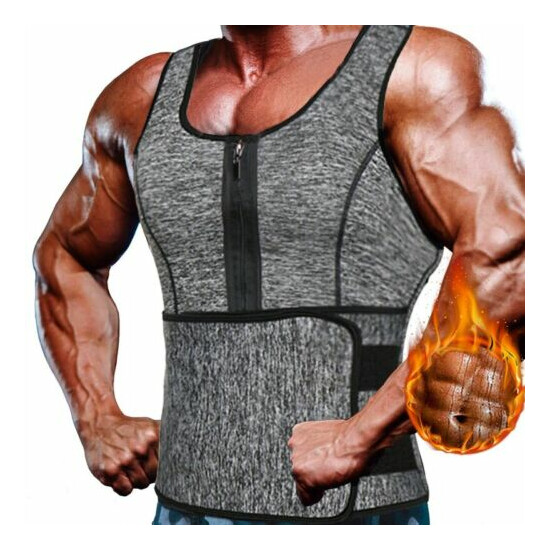 Men's Neoprene Weight Loss Sauna Sweat Vest Waist Trainer Tank Shaper Workout US Thumb {31}