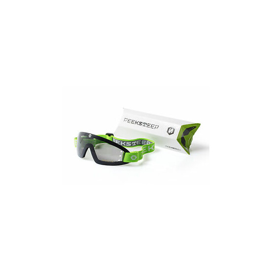 Peeksteep skydiving motorcycle goggles (smoked/green strap) image {1}