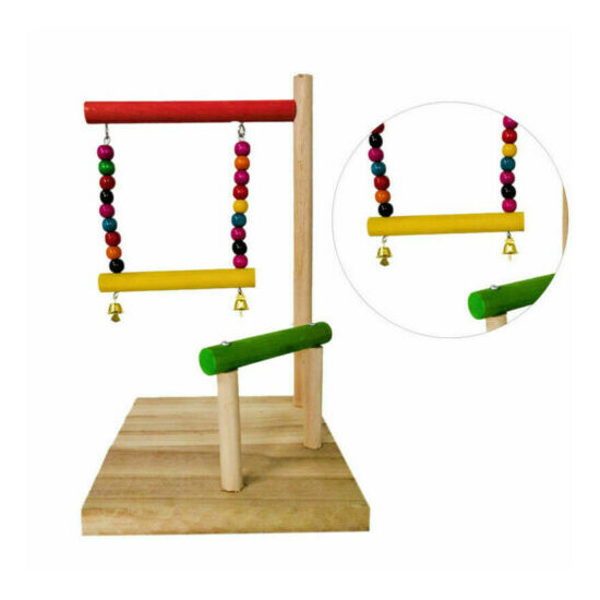 Bird Bird cage Playground Parrot Playstand Swing Play Parakeet Wood CageToy image {2}