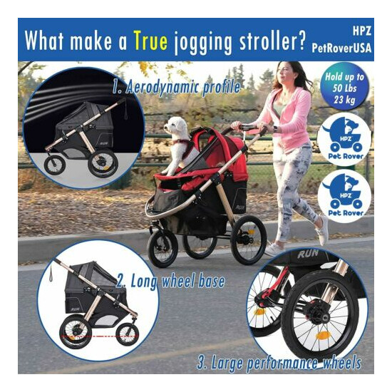 HPZ™ PET ROVER RUN Performance Jogging Sports Stroller for Dogs & Cats - Red image {2}