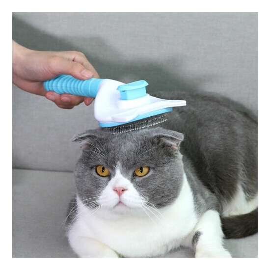 Pet Grooming Automatic Slicker Brush Dog Cat Dehairing Clean Steel Needle Comb image {4}