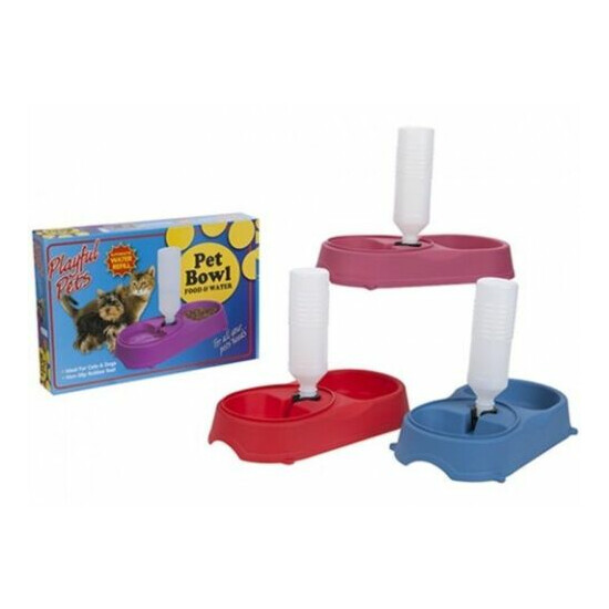 New Double Pet Bowl with Water Refilling Device - Dog & Cat Puppy Food Feed Dish image {2}
