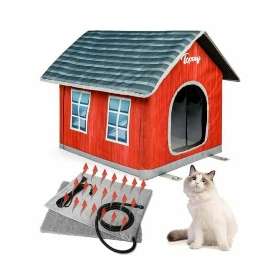 Heated Cat House for Winter, Indoor-RED image {1}