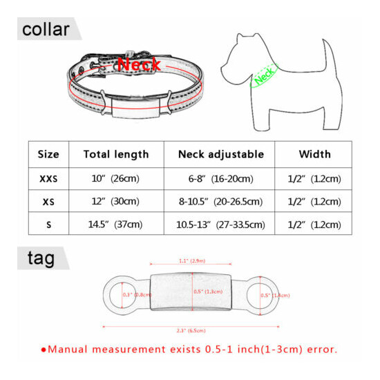 Soft Leather Cat Collars Personalized & Slide-On Tag Pet Puppy Kitten XXS-S image {2}