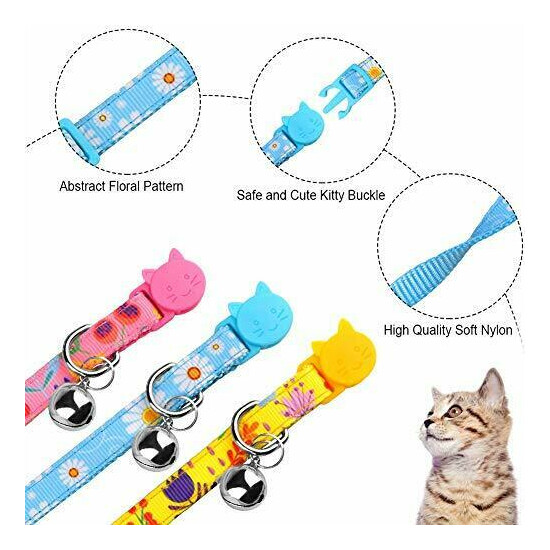  3PCS Breakaway Cat Collars with Bell Abstract Floral Pattern Kitten Collars  image {4}