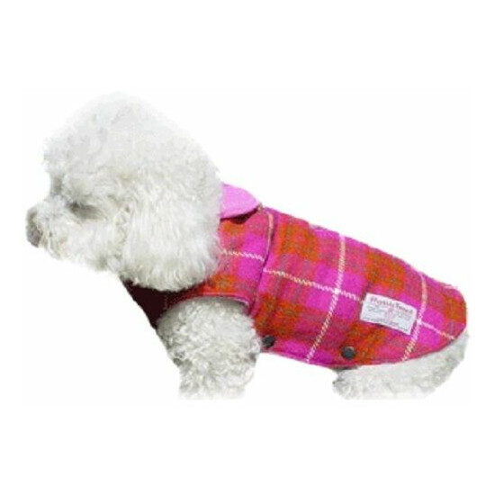 HARRIS TWEED LONDON WOOL DOG COATS-RED, BROWN, PINK, PURPLE-SIZES-NEW AUTHENTIC image {3}